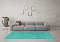 Machine Washable Oriental Turquoise Industrial Area Rugs in a Living Room,, wshurb1713turq