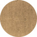 Round Oriental Brown Industrial Rug, urb1713brn