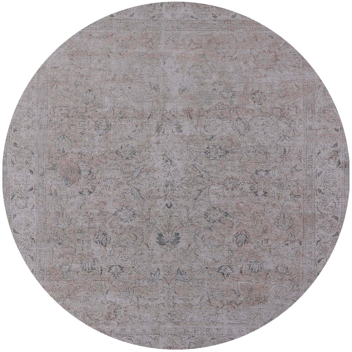 Round Mid-Century Modern Dark Gray Oriental Rug, urb1713