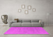 Machine Washable Oriental Pink Industrial Rug in a Living Room, wshurb1713pnk