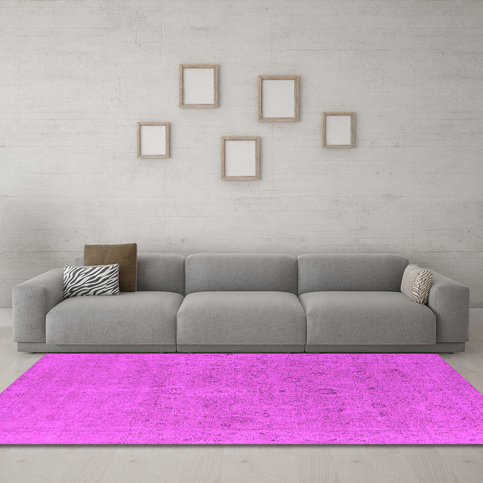 Machine Washable Oriental Pink Industrial Rug in a Living Room, wshurb1713pnk
