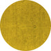 Round Oriental Yellow Industrial Rug, urb1713yw