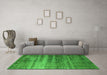 Machine Washable Oriental Green Industrial Area Rugs in a Living Room,, wshurb1714grn