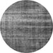 Round Machine Washable Oriental Gray Industrial Rug, wshurb1714gry