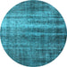 Round Oriental Light Blue Industrial Rug, urb1714lblu