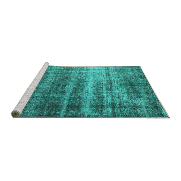 Sideview of Machine Washable Oriental Turquoise Industrial Area Rugs, wshurb1714turq