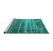 Sideview of Machine Washable Oriental Turquoise Industrial Area Rugs, wshurb1714turq