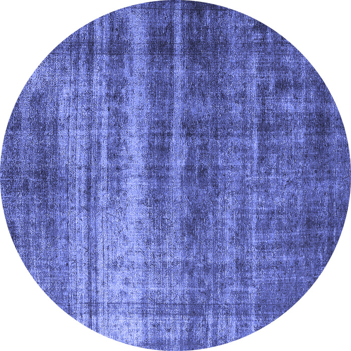 Round Machine Washable Oriental Blue Industrial Rug, wshurb1714blu