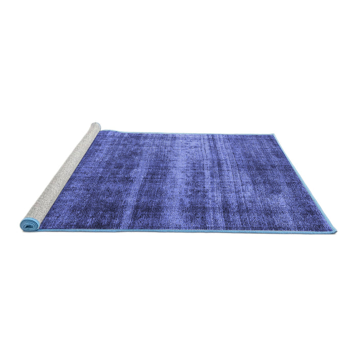 Sideview of Machine Washable Oriental Blue Industrial Rug, wshurb1714blu