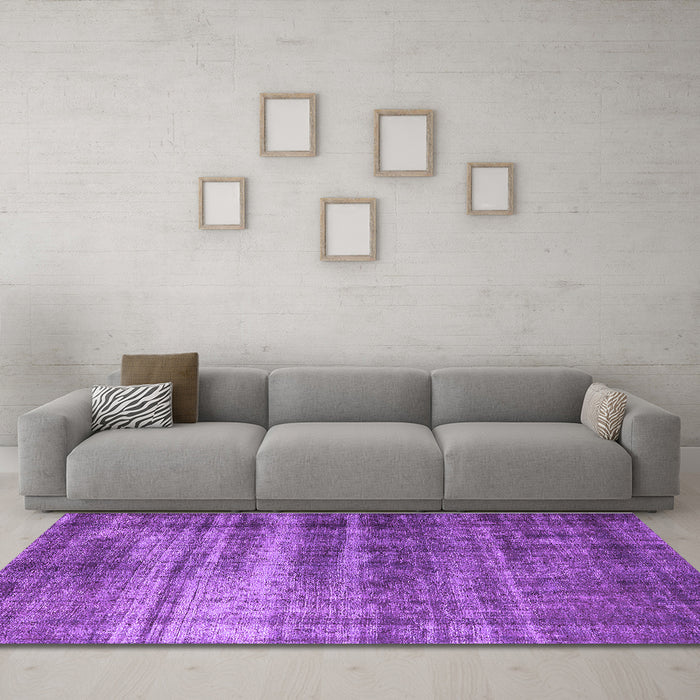 Machine Washable Oriental Purple Industrial Area Rugs in a Living Room, wshurb1714pur