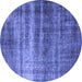 Round Oriental Blue Industrial Rug, urb1714blu