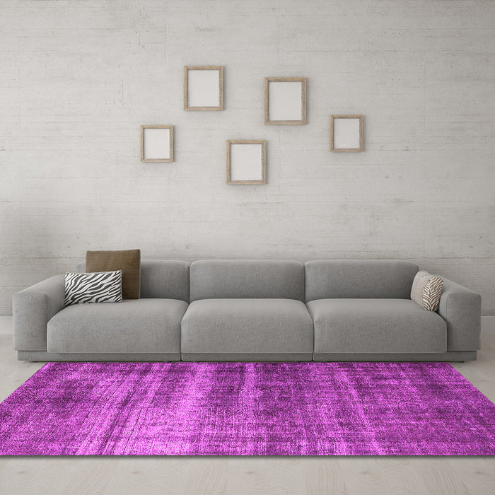 Machine Washable Oriental Pink Industrial Rug in a Living Room, wshurb1714pnk