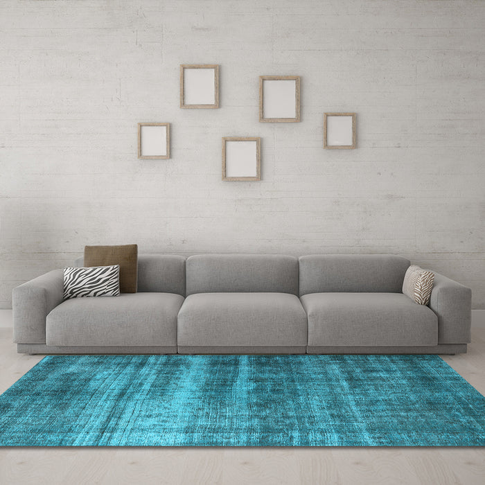 Machine Washable Oriental Light Blue Industrial Rug in a Living Room, wshurb1714lblu
