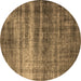 Round Oriental Brown Industrial Rug, urb1714brn