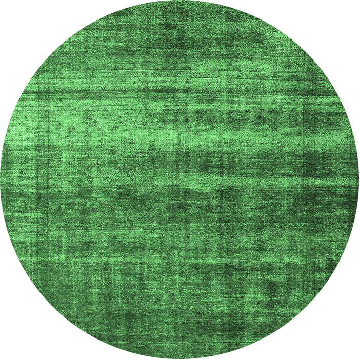 Round Machine Washable Oriental Emerald Green Industrial Area Rugs, wshurb1714emgrn