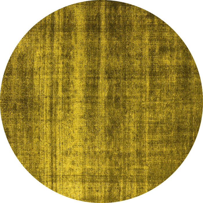 Round Machine Washable Oriental Yellow Industrial Rug, wshurb1714yw