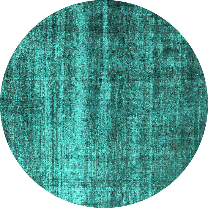 Round Oriental Turquoise Industrial Rug, urb1714turq