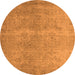 Round Machine Washable Oriental Orange Industrial Area Rugs, wshurb1715org