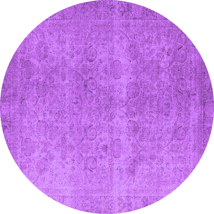 Round Machine Washable Oriental Purple Industrial Area Rugs, wshurb1715pur