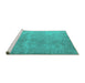 Sideview of Machine Washable Oriental Turquoise Industrial Area Rugs, wshurb1715turq