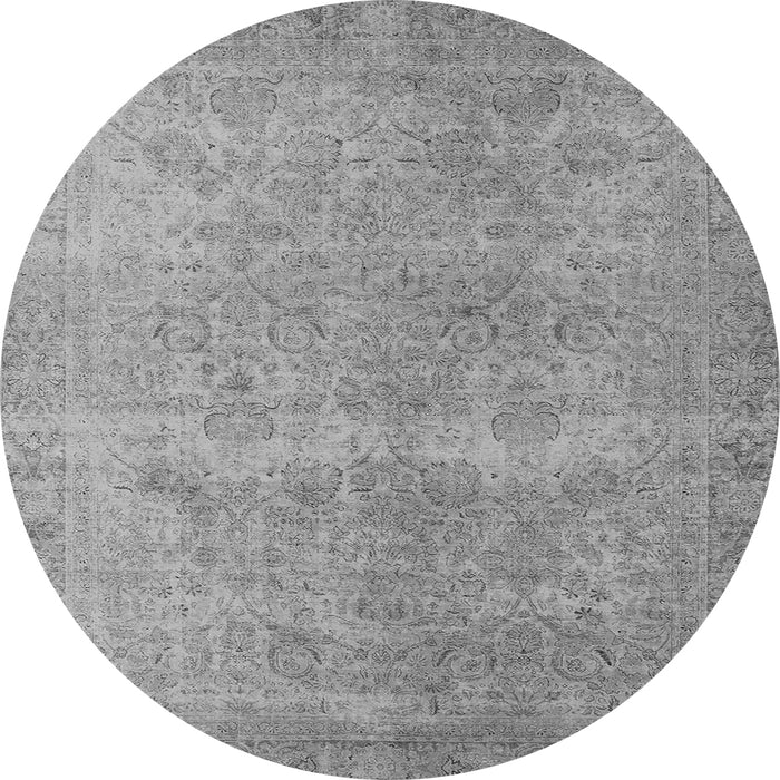 Round Machine Washable Oriental Gray Industrial Rug, wshurb1715gry