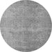 Round Machine Washable Oriental Gray Industrial Rug, wshurb1715gry