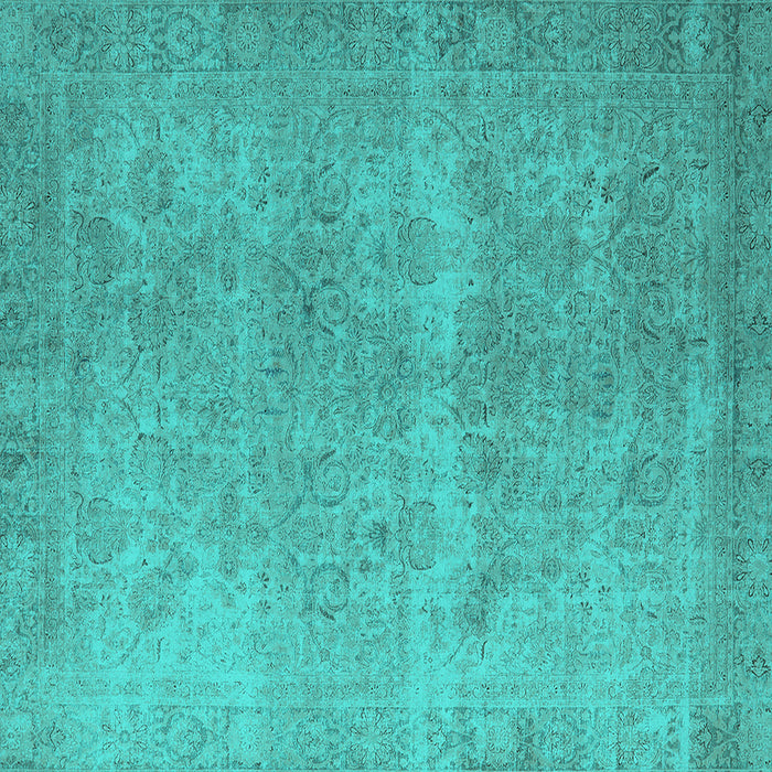 Square Machine Washable Oriental Turquoise Industrial Area Rugs, wshurb1715turq