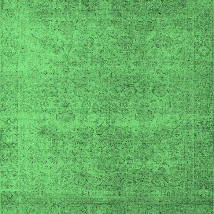 Square Machine Washable Oriental Emerald Green Industrial Area Rugs, wshurb1715emgrn