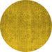 Round Oriental Yellow Industrial Rug, urb1715yw