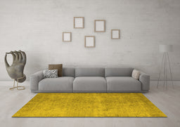 Machine Washable Oriental Yellow Industrial Rug in a Living Room, wshurb1715yw