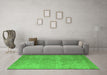 Machine Washable Oriental Green Industrial Area Rugs in a Living Room,, wshurb1715grn