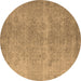 Round Oriental Brown Industrial Rug, urb1715brn