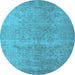 Round Oriental Light Blue Industrial Rug, urb1715lblu