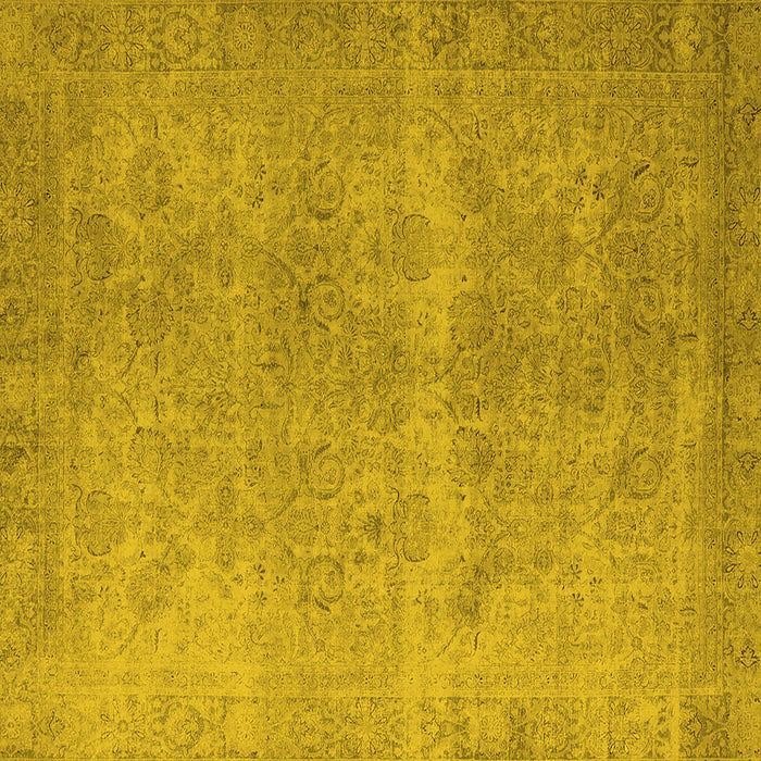 Square Machine Washable Oriental Yellow Industrial Rug, wshurb1715yw