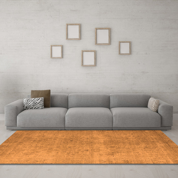 Machine Washable Oriental Orange Industrial Area Rugs in a Living Room, wshurb1715org