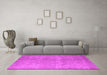 Machine Washable Oriental Pink Industrial Rug in a Living Room, wshurb1715pnk