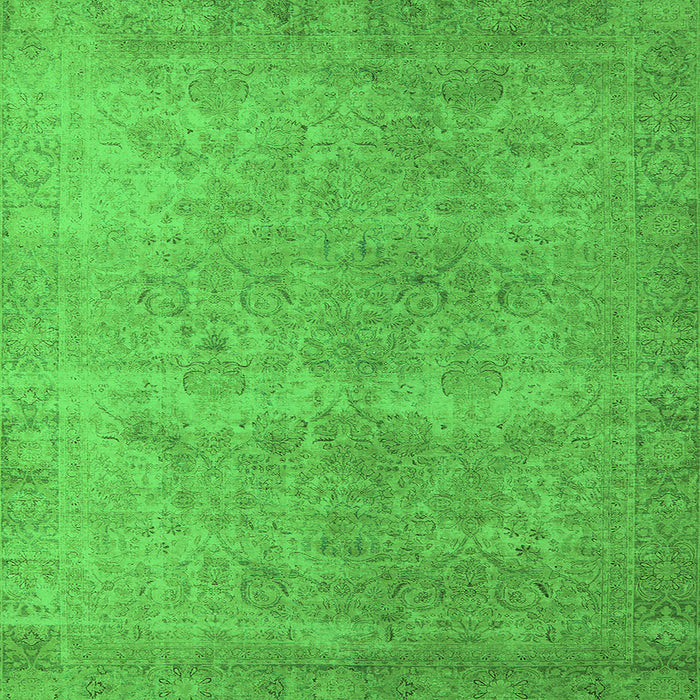 Square Machine Washable Oriental Green Industrial Area Rugs, wshurb1715grn