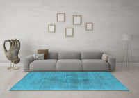 Machine Washable Oriental Light Blue Industrial Rug, wshurb1716lblu