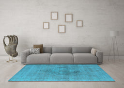Machine Washable Oriental Light Blue Industrial Rug in a Living Room, wshurb1716lblu