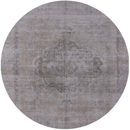 Round Mid-Century Modern Dark Gray Oriental Rug, urb1716