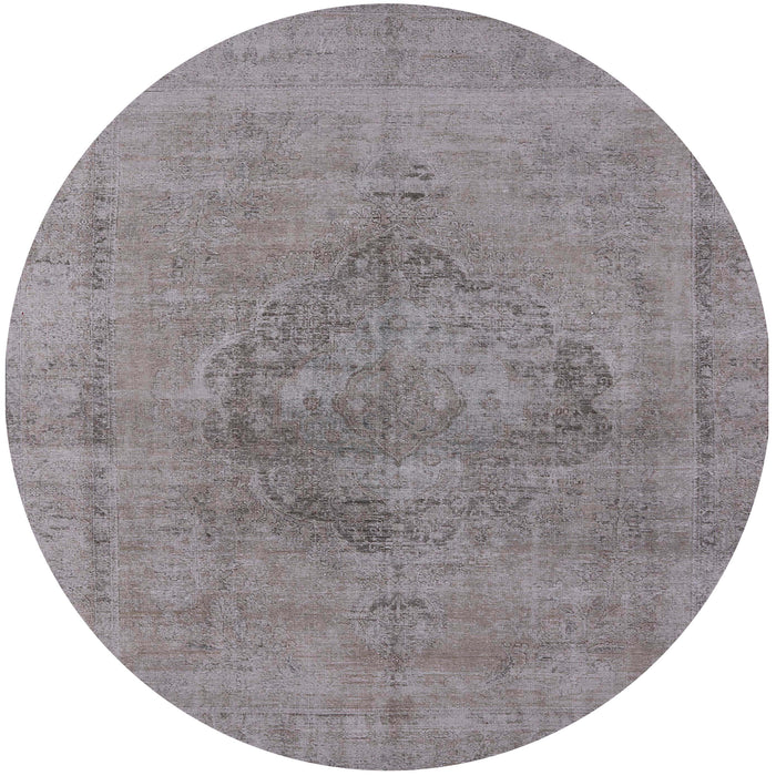 Round Mid-Century Modern Dark Gray Oriental Rug, urb1716