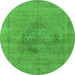 Round Oriental Green Industrial Rug, urb1716grn