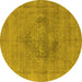 Round Machine Washable Oriental Yellow Industrial Rug, wshurb1716yw