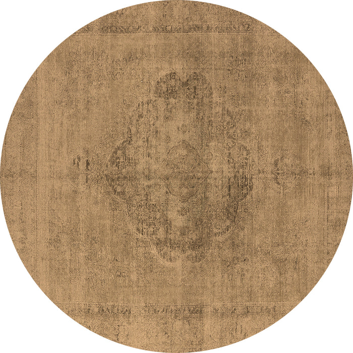 Round Oriental Brown Industrial Rug, urb1716brn