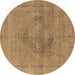 Round Oriental Brown Industrial Rug, urb1716brn