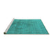 Sideview of Machine Washable Oriental Turquoise Industrial Area Rugs, wshurb1716turq