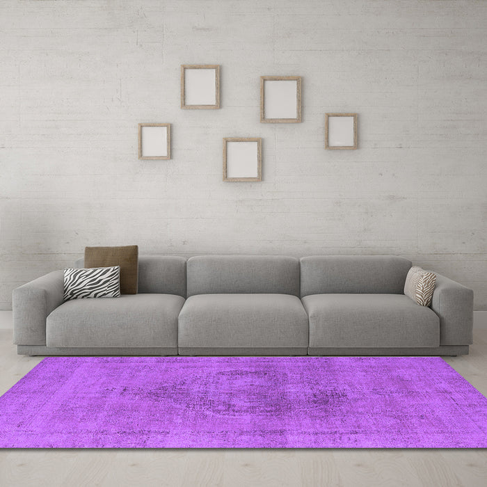 Machine Washable Oriental Purple Industrial Area Rugs in a Living Room, wshurb1716pur