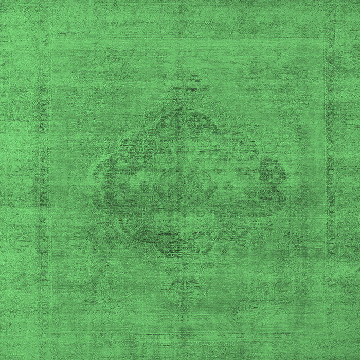 Square Machine Washable Oriental Emerald Green Industrial Area Rugs, wshurb1716emgrn