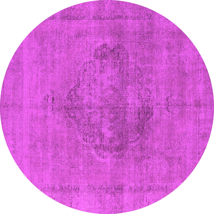 Round Machine Washable Oriental Pink Industrial Rug, wshurb1716pnk