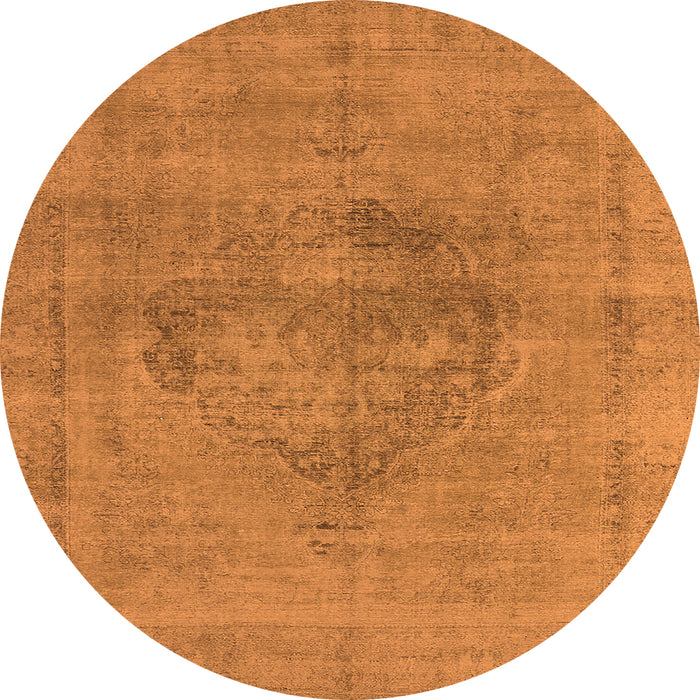 Round Machine Washable Oriental Orange Industrial Area Rugs, wshurb1716org